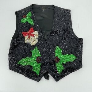 Vintage Sequin Christmas Vest ugly